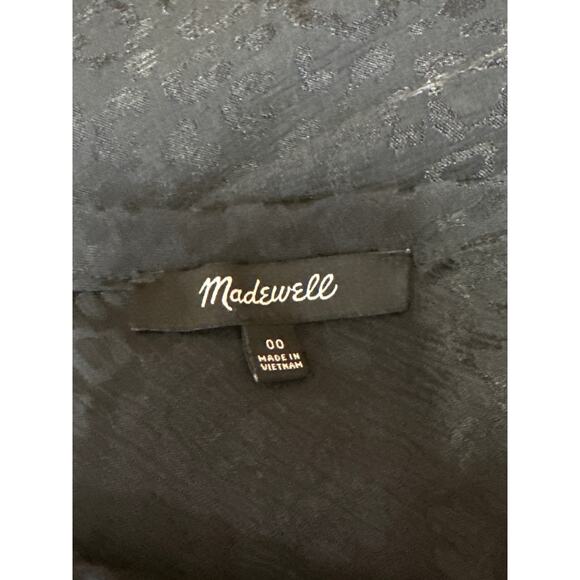 Madewell Black Leopard Jacquard Drawstring Flare Pencil Slip Midi Skirt Size 00 - Picture 4 of 5